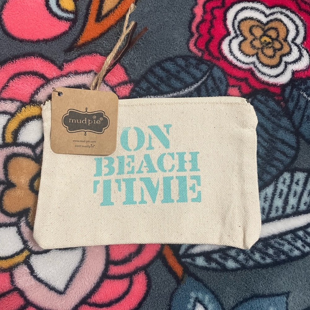 “On Beach Time” mini zipper pouch, Brand New with Tags